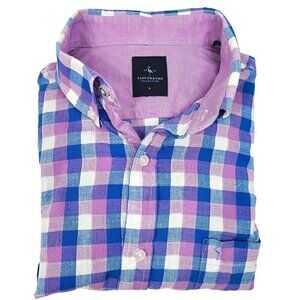 TAILORBYRD REGULAR FIT SHIRT Purple Blue GLEN PLAID Long Sleeve Button Down